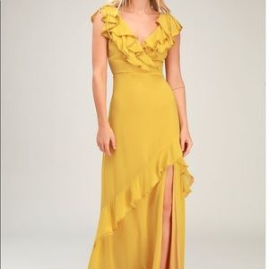Mustard Yellow Ruffled Maxi Dress | Lulus